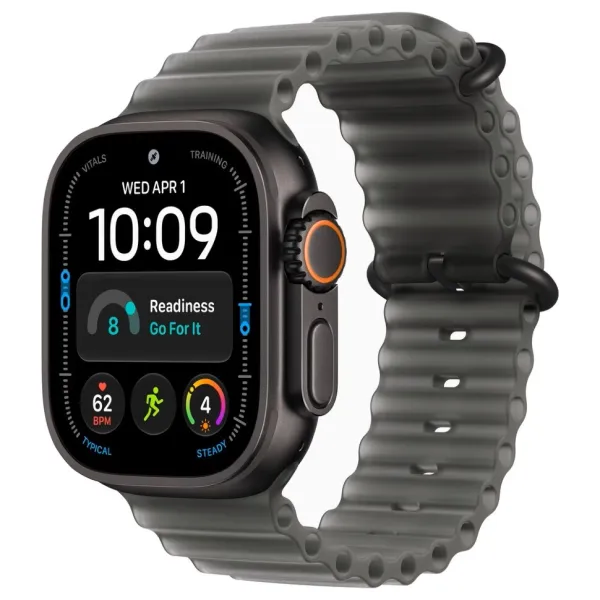 Apple Watch Series Ultra 4 49mm Black Titanium Case with Translucent Black Ocean Band One Size